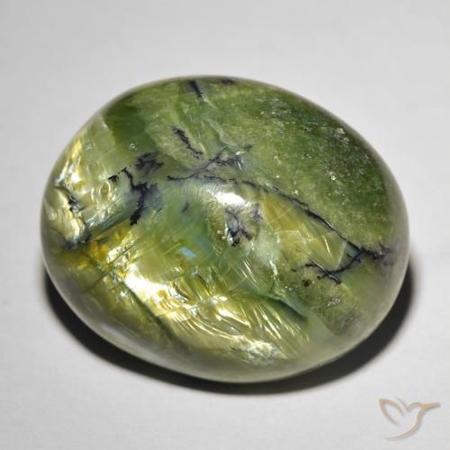 Cat's eye opal verde natural de 20,74 ct, corte óvalo, opaco
