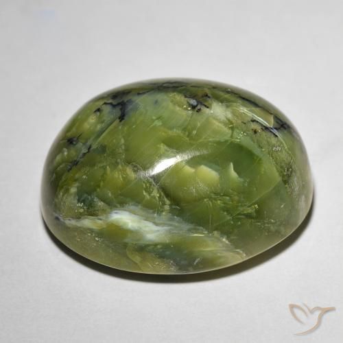 Cat's eye opal verde natural de 20,74 ct, corte óvalo, opaco