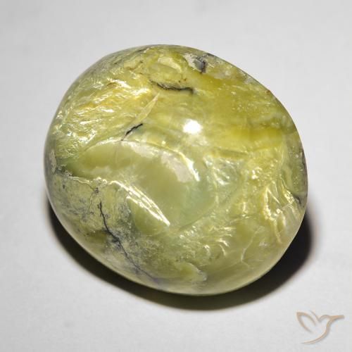 Ópalo ojo de gato Verde cálido natural de 18.56 ct, Ovalada, Opaco