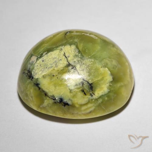 Ópalo ojo de gato Verde cálido natural de 18.56 ct, Ovalada, Opaco