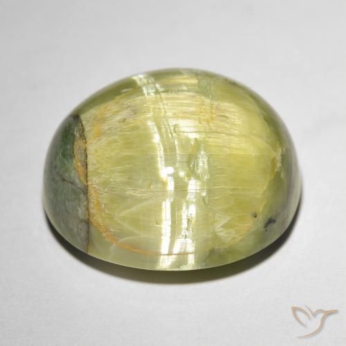 Ópalo ojo de gato Verde cálido natural de 17.84 ct, Ovalada, Opaco