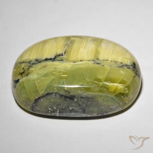 Ópalo ojo de gato Verde terroso natural de 30.92 ct, Ovalada, Opaco