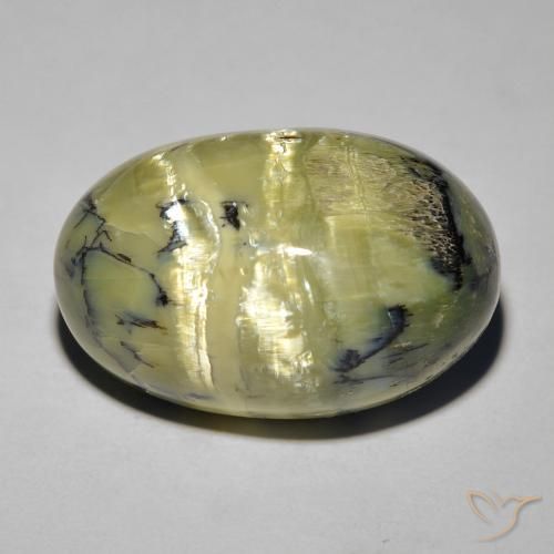 14.50ct Natural Verde medio Ópalo ojo de gato, Ovalada, Opaco