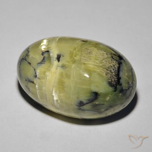 Ópalo ojo de gato Verde medio natural de 14.50 ct, Ovalada, Opaco