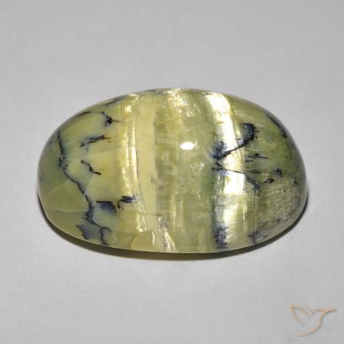 Ópalo ojo de gato Verde medio natural de 14.50 ct, Ovalada, Opaco