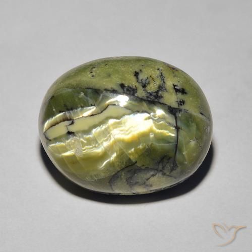 8.19ct Natural Verde amarillento Ópalo ojo de gato, Ovalada, Opaco