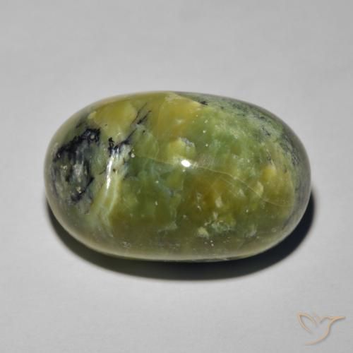 16.97ct Natural Verde cálido Ópalo ojo de gato, Ovalada, Opaco