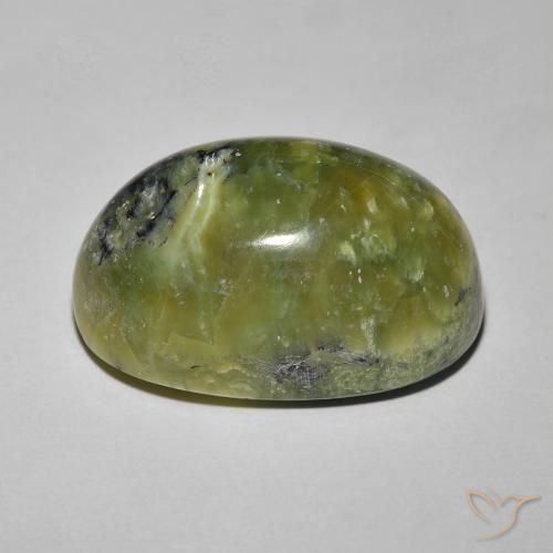 Ópalo ojo de gato Verde cálido natural de 16.97 ct, Ovalada, Opaco