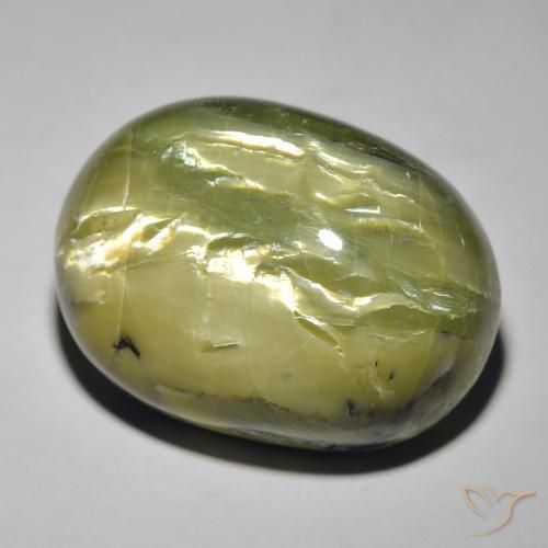 Ópalo ojo de gato Verde terroso natural de 38.44 ct, Ovalada, Opaco