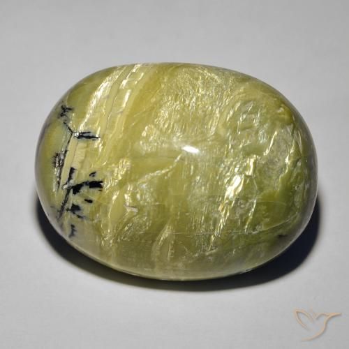 26.42ct Natural Verde terroso Ópalo ojo de gato, Ovalada, Opaco