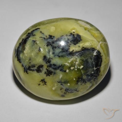 34.72ct Natural Verde amarillento Ópalo ojo de gato, Ovalada, Opaco