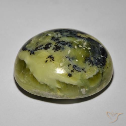 Ópalo ojo de gato Verde amarillento natural de 34.72 ct, Ovalada, Opaco