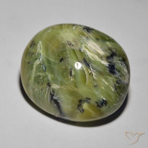 Ópalo ojo de gato Verde medio natural de 17.19 ct, Ovalada, Opaco