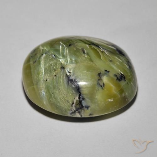 Ópalo ojo de gato Verde medio natural de 17.19 ct, Ovalada, Opaco