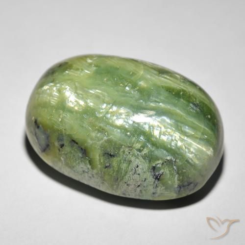 25.54ct Natural Verde medio Ópalo ojo de gato, Ovalada, Opaco