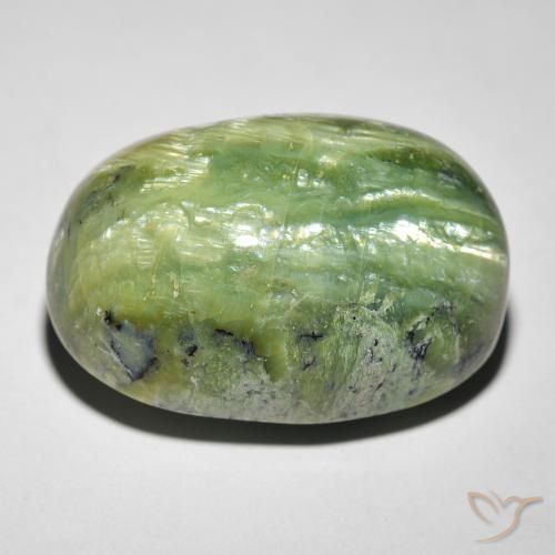 Ópalo ojo de gato Verde medio natural de 25.54 ct, Ovalada, Opaco