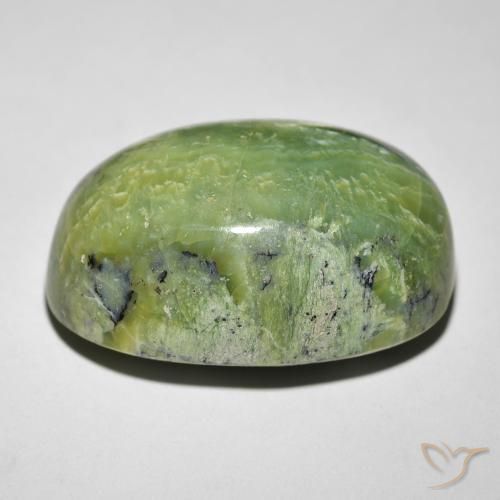 Ópalo ojo de gato Verde medio natural de 25.54 ct, Ovalada, Opaco