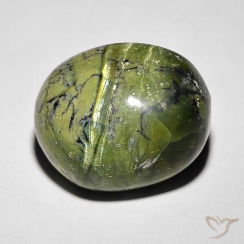 11.27ct Natural Verde terroso Ópalo ojo de gato, Ovalada, Opaco
