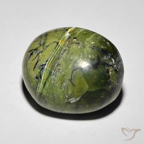 Ópalo ojo de gato Verde terroso natural de 11.27 ct, Ovalada, Opaco