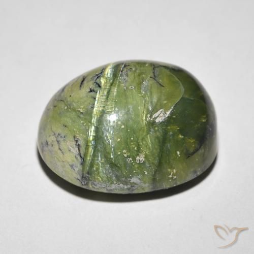 Ópalo ojo de gato Verde terroso natural de 11.27 ct, Ovalada, Opaco