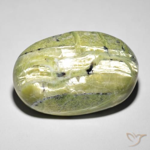 21.88ct Natural Verde terroso Ópalo ojo de gato, Ovalada, Opaco