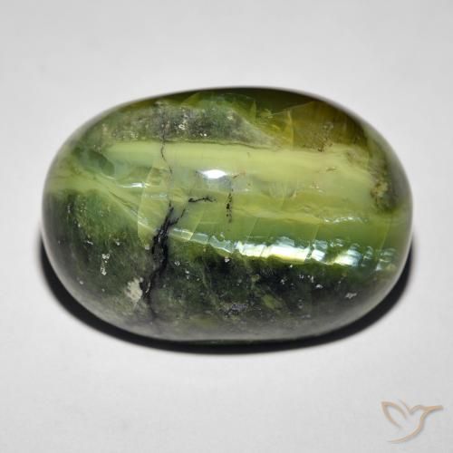 27.34ct Natural Verde cálido Ópalo ojo de gato, Ovalada, Opaco