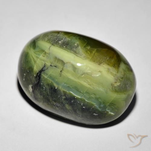 Ópalo ojo de gato Verde cálido natural de 27.34 ct, Ovalada, Opaco
