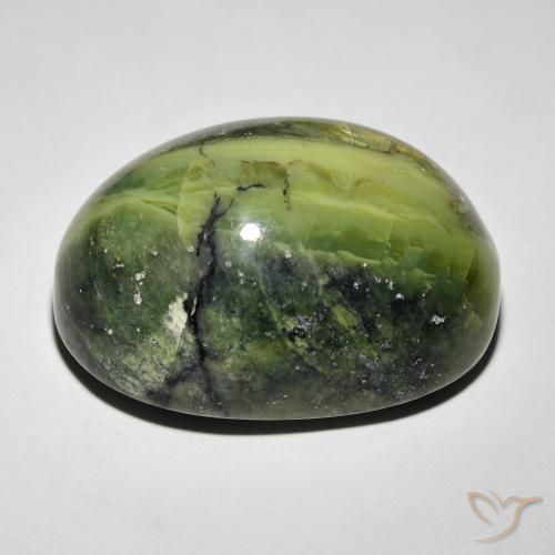 Ópalo ojo de gato Verde cálido natural de 27.34 ct, Ovalada, Opaco