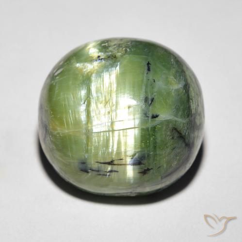 9.37ct Natural Verde cálido Ópalo ojo de gato, Ovalada, Opaco