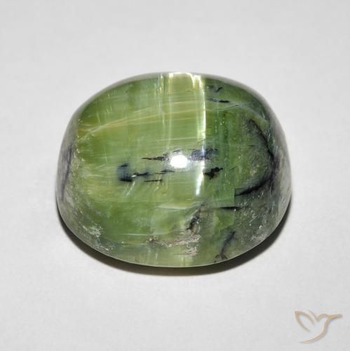 Ópalo ojo de gato Verde cálido natural de 9.37 ct, Ovalada, Opaco