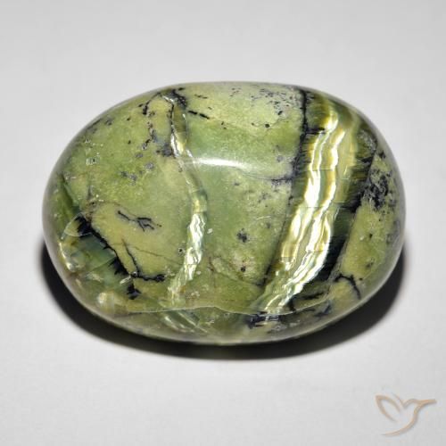 21.32ct Natural Verde terroso Ópalo ojo de gato, Ovalada, Opaco