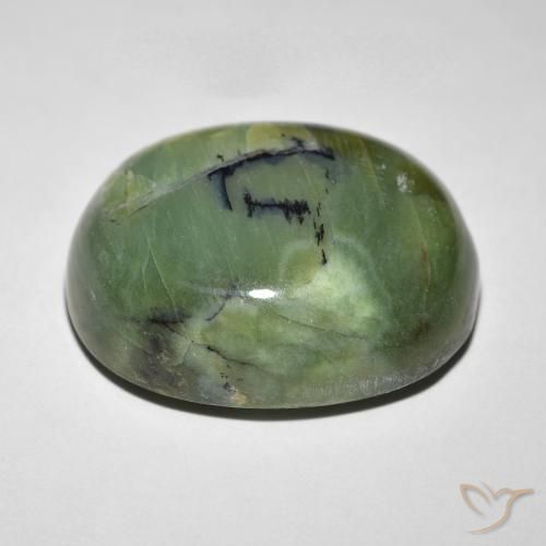 Ópalo ojo de gato Verde terroso natural de 18.89 ct, Ovalada, Opaco