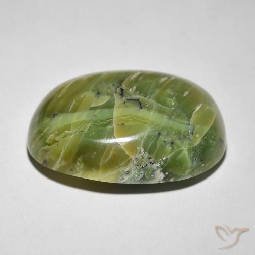 Ópalo ojo de gato Verde amarillento natural de 14.58 ct, Ovalada, Opaco