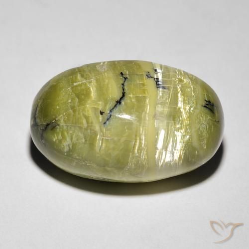 8.46ct Natural Verde terroso Ópalo ojo de gato, Ovalada, Opaco