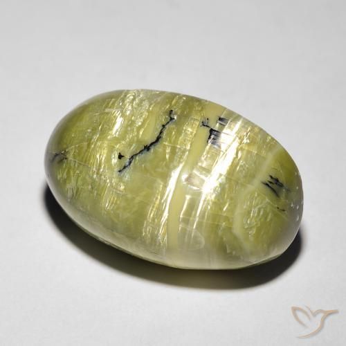 Ópalo ojo de gato Verde terroso natural de 8.46 ct, Ovalada, Opaco