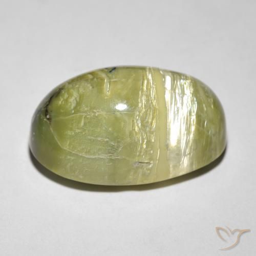 Ópalo ojo de gato Verde terroso natural de 8.46 ct, Ovalada, Opaco