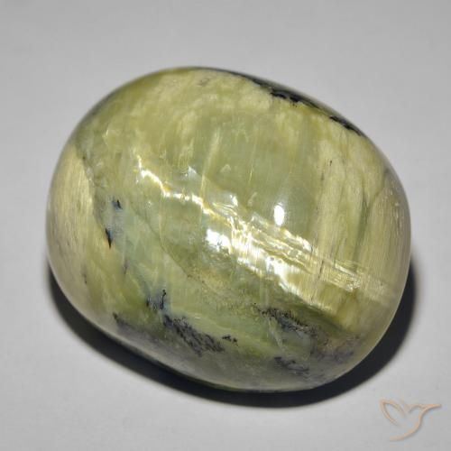 Ópalo ojo de gato Verde amarillento natural de 41.82 ct, Ovalada, Opaco