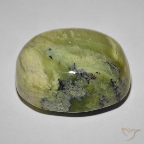 Ópalo ojo de gato Verde amarillento natural de 41.82 ct, Ovalada, Opaco
