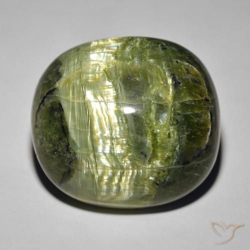32.39ct Natural Verde marrón Ópalo ojo de gato, Ovalada, Opaco