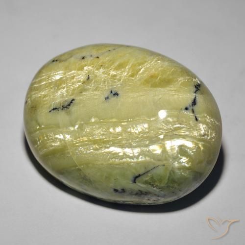 Ópalo ojo de gato Verde amarillento natural de 36.45 ct, Ovalada, Opaco