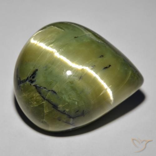 29.45ct Natural Verde marrón Ópalo ojo de gato, En forma de pera, Opaco