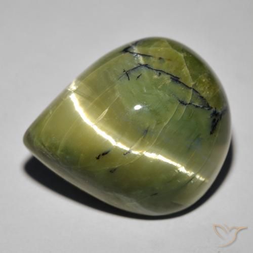 Ópalo ojo de gato Verde marrón natural de 29.45 ct, En forma de pera, Opaco