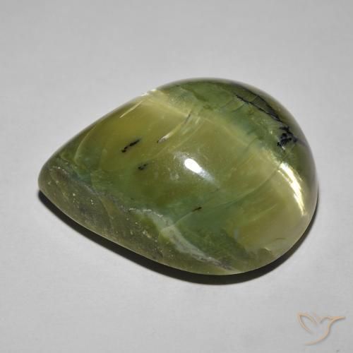 Ópalo ojo de gato Verde marrón natural de 29.45 ct, En forma de pera, Opaco