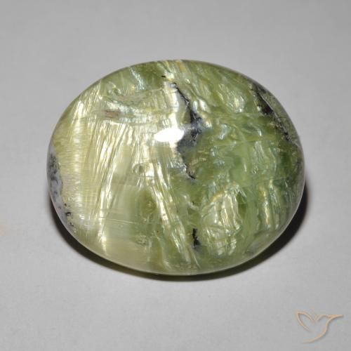 16.89ct Natural Verde terroso Ópalo ojo de gato, Ovalada, Opaco