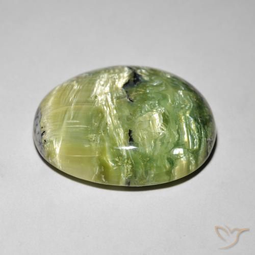 Ópalo ojo de gato Verde terroso natural de 16.89 ct, Ovalada, Opaco