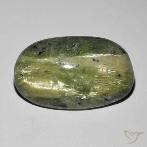 17.52ct Natural Verde terroso Ópalo ojo de gato, Ovalada, Opaco