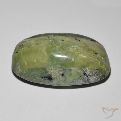 Ópalo ojo de gato Verde terroso natural de 17.52 ct, Ovalada, Opaco