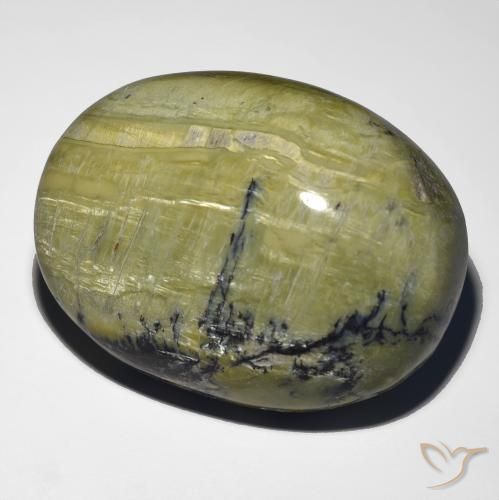 48.21ct Natural Verde terroso Ópalo ojo de gato, Ovalada, Opaco