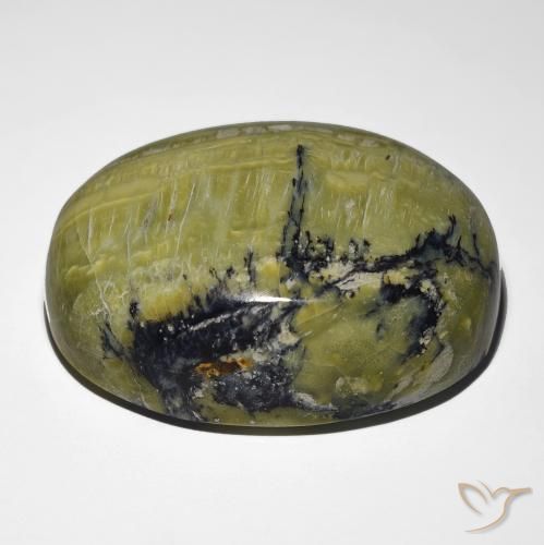 Ópalo ojo de gato Verde terroso natural de 48.21 ct, Ovalada, Opaco