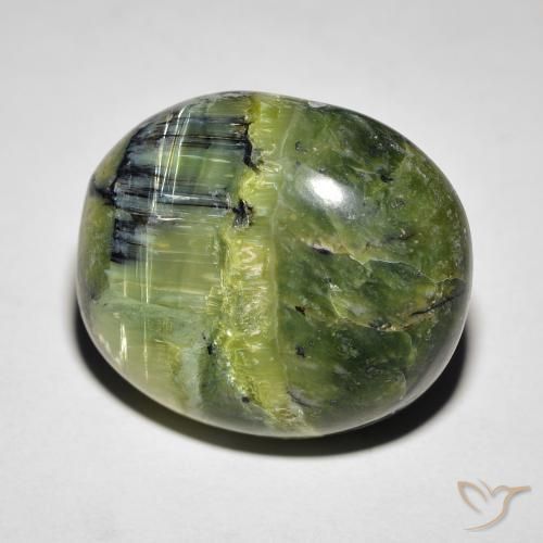 Ópalo ojo de gato Verde amarillento natural de 18.85 ct, Ovalada, Opaco